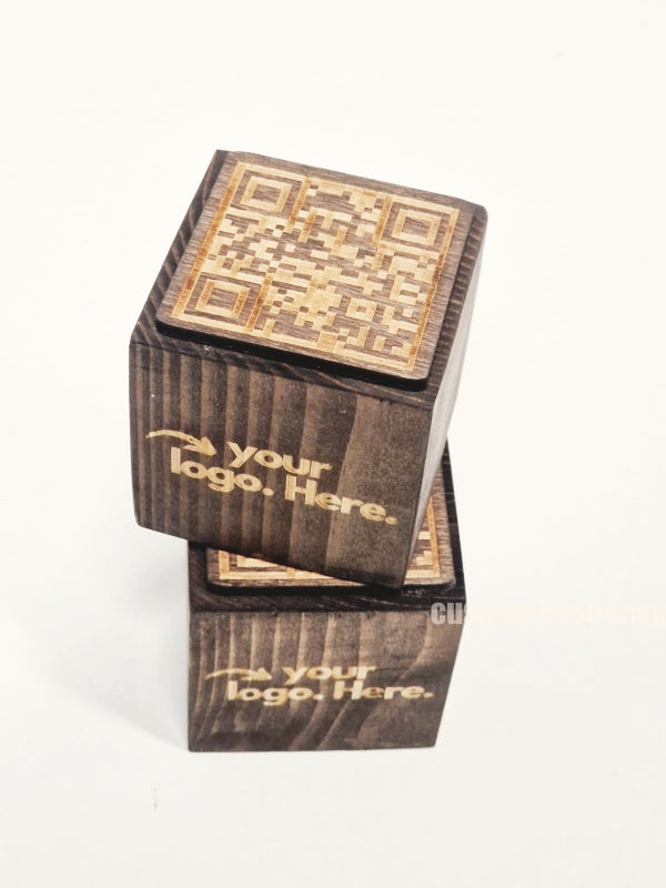 Load image into Gallery viewer, QR Code Block 3 sides Stained & Branded 10-1000 Custom Wood Designs CU7257_1_7e592211-73fa-45b1-b34d-0c743284471d