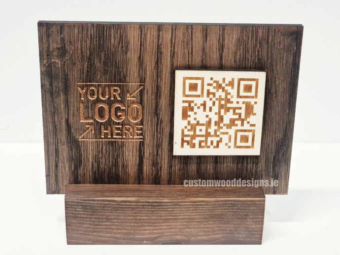QR Display Stands A5 Big Block (Dark Oak) 10-1000 Custom Wood Designs CU1DA3_1