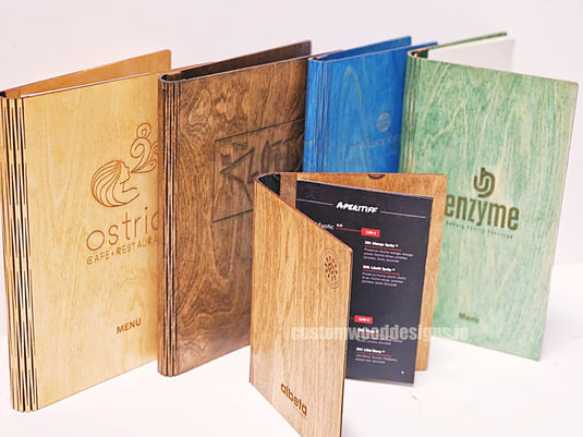 20 x Personalised Wood Menus 20x20cm Custom Wood Designs __label: Multibuy CU9794_1_31d3e862-1124-41c5-b188-564437b93343