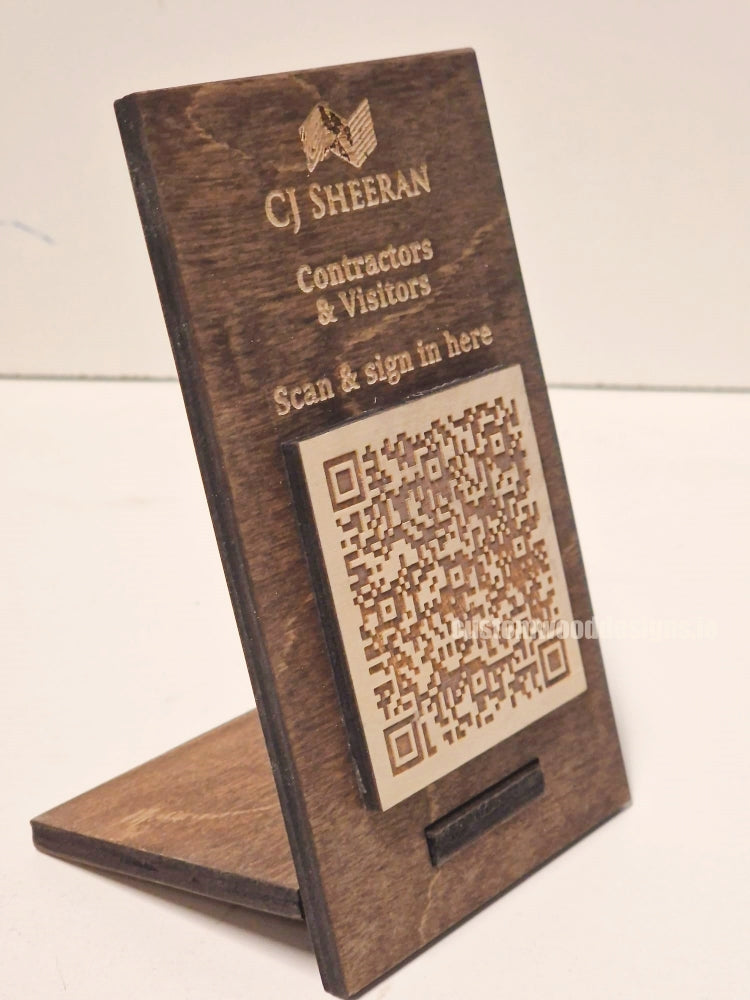 Load image into Gallery viewer, QR Display Stand - Laser Cut Dark Oak 10-1000 Custom Wood Designs CUA90B_1
