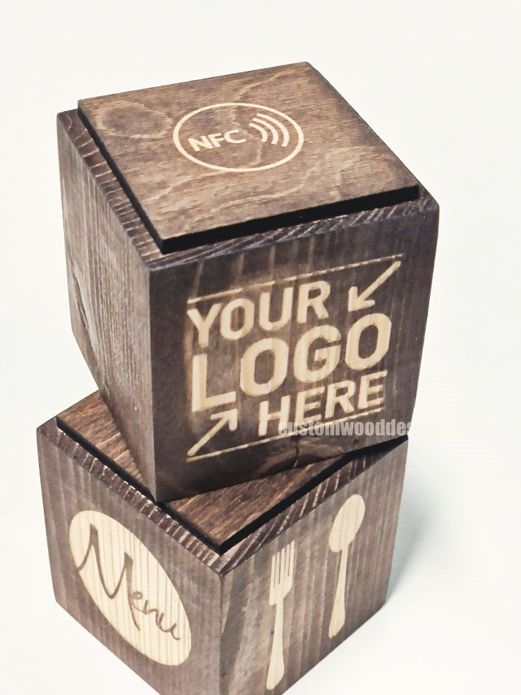 Load image into Gallery viewer, NFC Enabled Block 5 sides Stained &amp; Branded 10-1000 Custom Wood Designs CUF4D0_1
