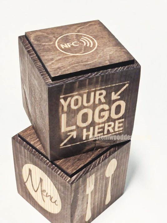 NFC Enabled Block 3 sides Stained & Branded Custom Wood Designs CUF4D0_1_d7af583f-92af-41bd-bbe2-28f1d56e3948