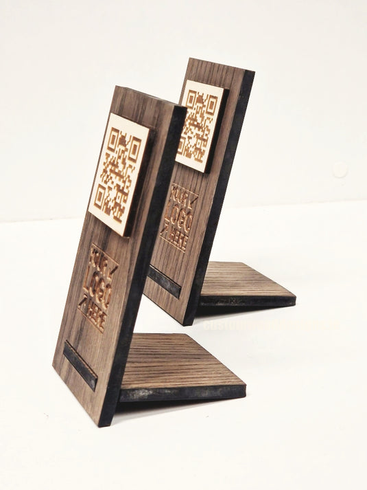 QR Display Stand - Laser Cut Dark Oak 10-1000 Custom Wood Designs CUSTOM_3_c8b348ea-c6e2-4c76-be07-ad8f4594e068