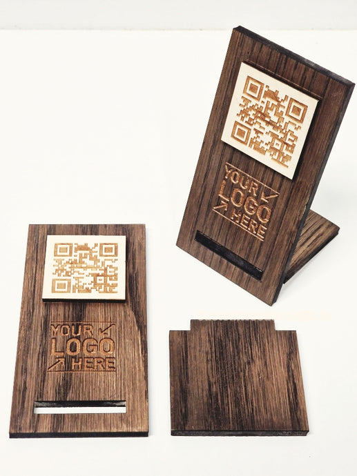 QR Display Stand - Laser Cut Dark Oak 10-1000 Custom Wood Designs CUSTOM_4_58d22a75-2030-4097-96e2-afa9771fcd61