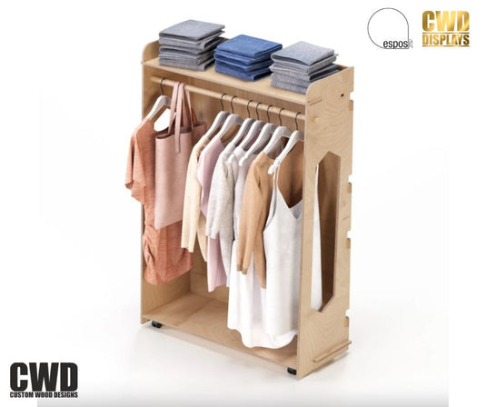 Apparel  Display Rack with Wheels - Custom Wood Designs