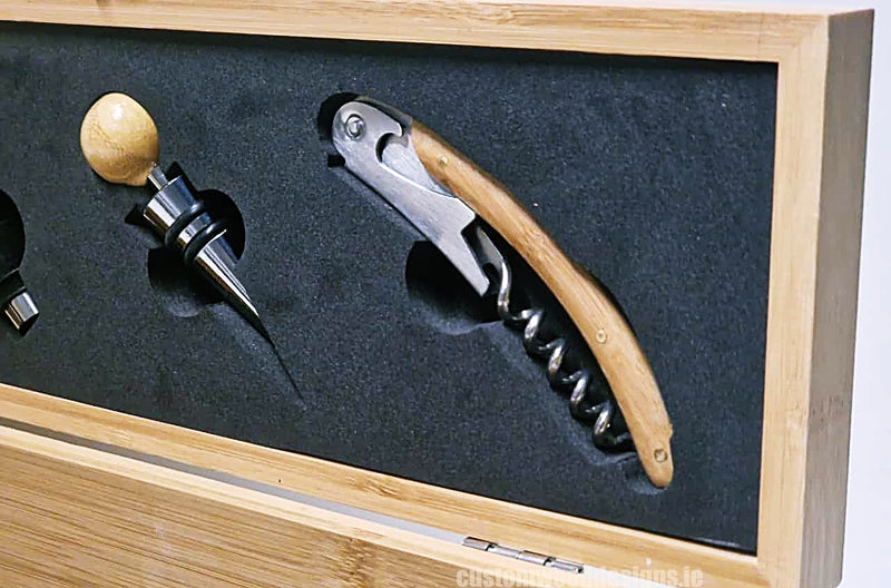 Load image into Gallery viewer, Bamboo Wine Box &amp; Opener set Custom Wood Designs CustomWoodDesignsIrelandCorporategiftboxesBottleBoxesGiftingboxesforbottleslaserengravedbottleboxespersonalisedbottleboxesCorporateboxesrusticboxwinebo_18_322bef56-d5a6-4126-b94e-c1a50dbe1755
