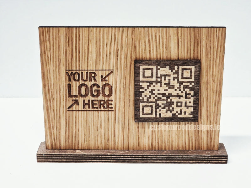 Load image into Gallery viewer, QR Display Stands A5 (Light Oak) 10-1000 Custom Wood Designs CustomWoodDesignsIrelandWoodenQRCodesSustainableQRCodesLaserEngravedQRCodesHospita_3
