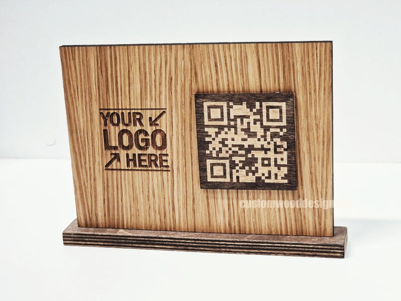 Load image into Gallery viewer, QR Display Stands A5 (Light Oak) 10-1000 Custom Wood Designs CustomWoodDesignsIrelandWoodenQRCodesSustainableQRCodesLaserEngravedQRCodesHospita_7
