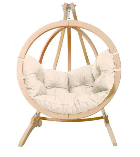Load image into Gallery viewer, Globe Wood Hanging Chair &amp; Stand Set - Custom Wood Designs Globe Wood Hanging Chair &amp; Stand Set made from [material] – Ideal for [use_case] | Custom Wood Designs

