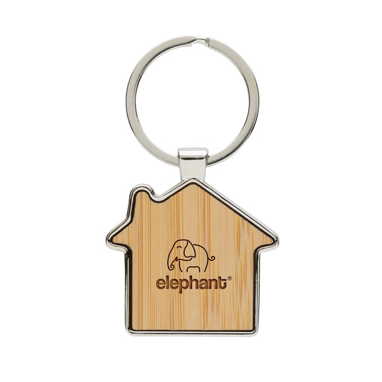 RCS recycled zinc alloy house keychain with bamboo - Custom Wood Designs