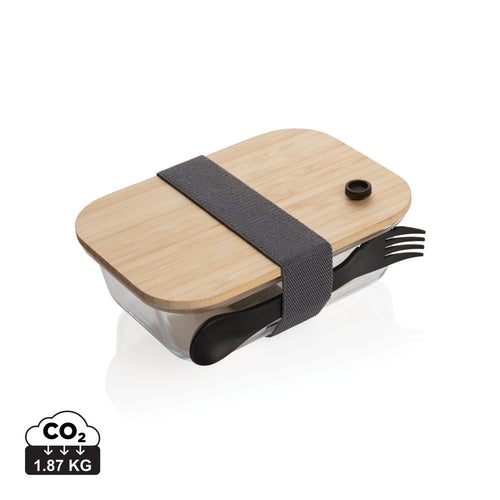 Glass lunchbox with bamboo lid - Custom Wood Designs