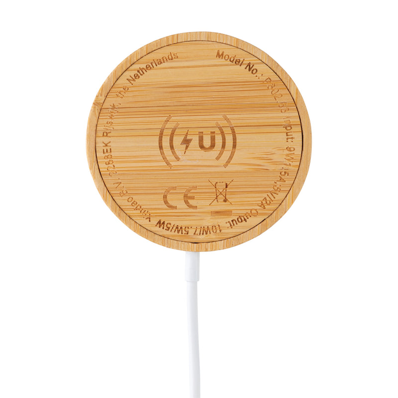Load image into Gallery viewer, 10W bamboo magnetic wireless charger - Custom Wood Designs
