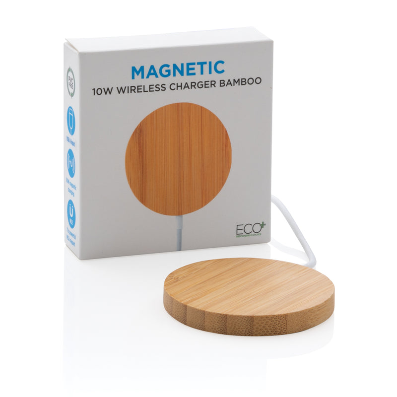 Load image into Gallery viewer, 10W bamboo magnetic wireless charger - Custom Wood Designs
