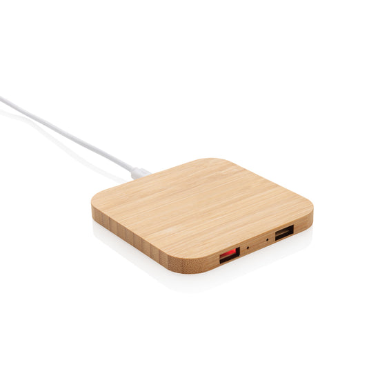 Bamboo 5W wireless charger with USB - Custom Wood Designs