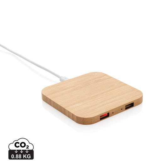 Bamboo 5W wireless charger with USB - Custom Wood Designs