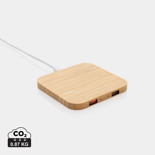 Bamboo 10W wireless charger with USB - Custom Wood Designs