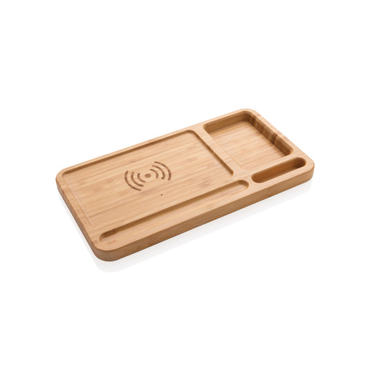Bamboo desk organiser 5W wireless charger - Custom Wood Designs