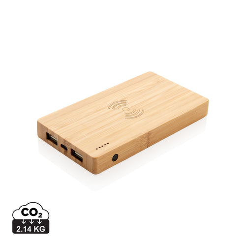 Bamboo 4.000 mAh wireless 5W Powerbank - Custom Wood Designs