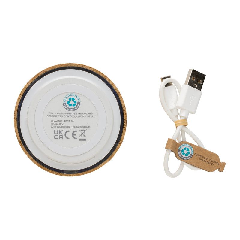 Load image into Gallery viewer, RCS recycled plastic and bamboo 3W wireless speaker - Custom Wood Designs
