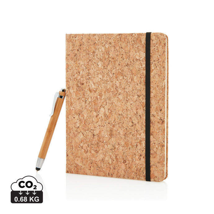 A5 notebook with bamboo pen including stylus - Custom Wood Designs
