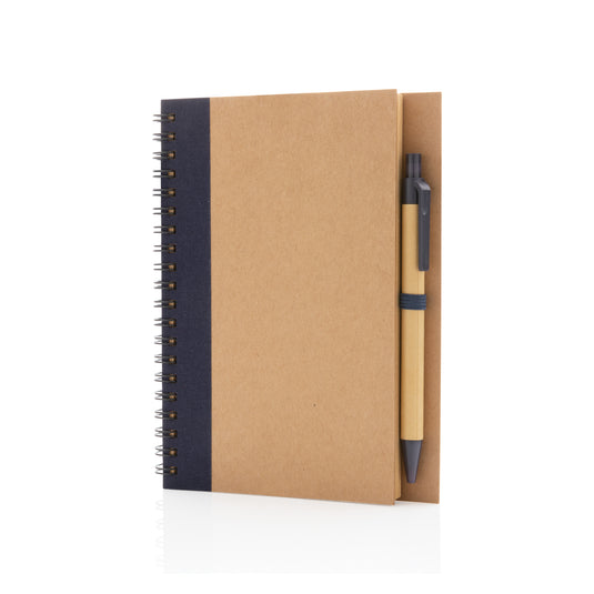 Kraft spiral notebook with pen - Custom Wood Designs