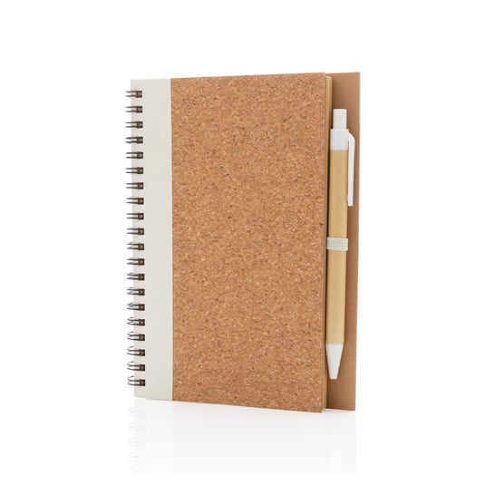 Cork spiral notebook with pen - Custom Wood Designs
