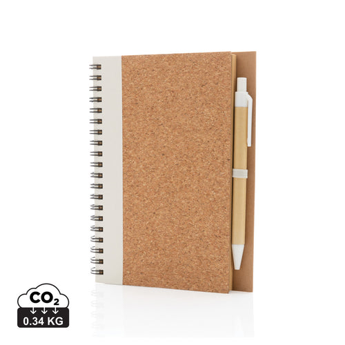 Cork spiral notebook with pen - Custom Wood Designs