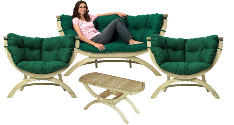 Load image into Gallery viewer, Siena Lounge Set with Tavolino Table - Custom Wood Designs Siena Lounge Set with Tavolino Table made from [material] –  [use_case] | Custom Wood Designs
