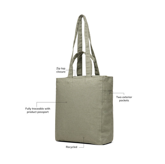 Hil AWARE™ recycled canvas zip tote - Custom Wood Designs