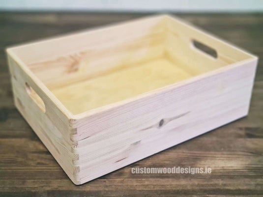 Pine wood box used for storage and display