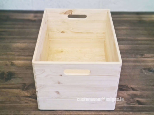 Pine wood box used for storage and display