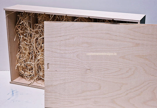 Sliding Lid 6 Bottle Box - Natural x 25 Corporate Gift Box with Wood Wool Custom Wood Designs box corporate gift hamper triple wine box wood wool corporate-gift-box-with-wood-wool-50-sliding-lid-6-bottle-box-natural-x-25-53612176081239