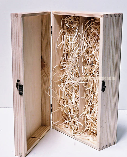 Hinged Lid 2 Bottle Box - Natural x25 Custom Wood Designs __label: Multibuy Bottle Box Bottle Boxes gift box Gift Boxes Single bottle box wooden Box default-title-hinged-lid-2-bottle-box-natural-x25-53613531627863