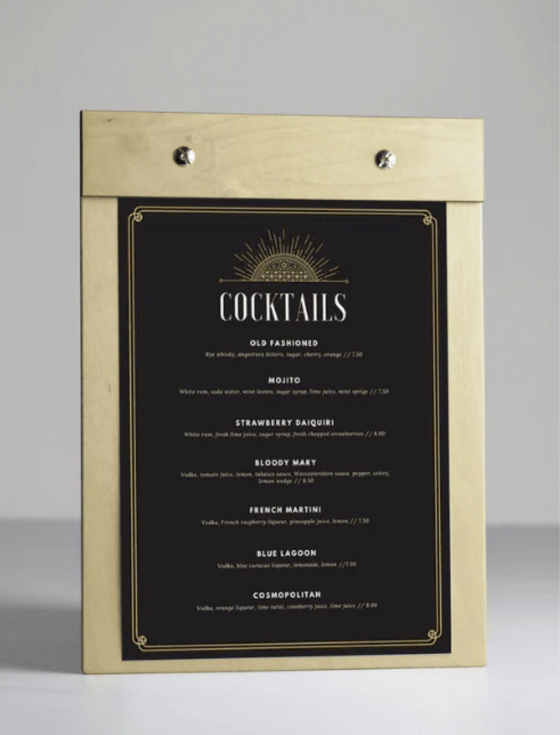 Load image into Gallery viewer, 20 x Clipboard Menu15x21cm Custom Wood Designs __label: Multibuy naturalcustomwooddesignshospitalityclipboardmenu_f3ec4f7a-12f5-4b3f-9d0e-c12dc847935c
