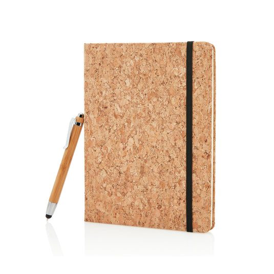 A5 notebook with bamboo pen including stylus - Custom Wood Designs