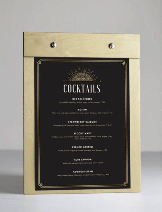 20 x Clipboard Menu15x21cm Natural Custom Wood Designs __label: Multibuy walnut-20-x-clipboard-menu-15x21cm-53612723503447