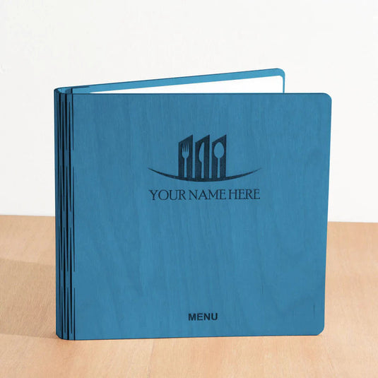 20 x Personalised Wood Menus 20x20cm Blue Custom Wood Designs __label: Multibuy walnut-20-x-wood-menus-20x20cm-53612680937815
